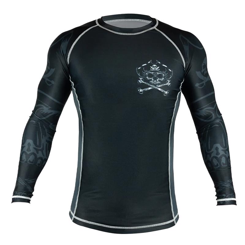 PRIDE OR DIE Pirate v2 Long sleeve RASHGUARD - BLACK/grey